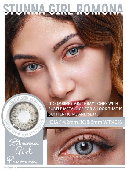 Romona Mint Grey Coloured Contact Lenses - EyeCandi Cosmetics